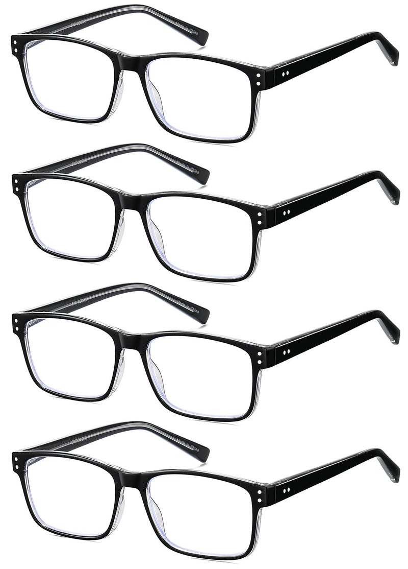 EYECEDAR 4-Pack Reading Glasses for Men Blue Light Blocking Readers for Men Women Adjustable Metal Spring Hinges Eyeglasses 2.5